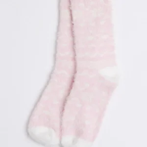 Pink Fairisle Fluffy Ankle Socks