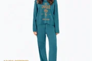 Stay cozy in this teal fleece lounge set by HIT Intimates.