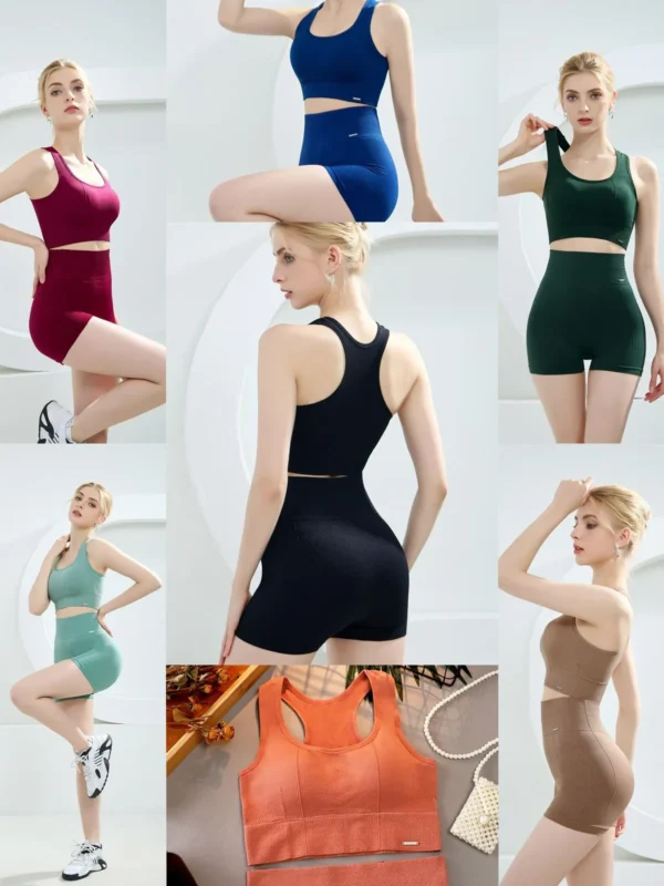 Women’s Seamless Workout Sets – Matching Sports Bra & Shorts for Gym & Yoga