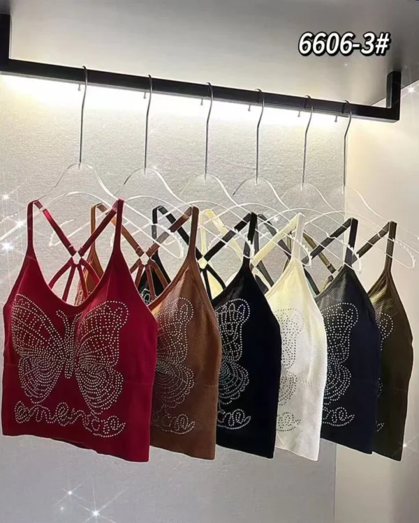 Embellished Crop Top with Butterfly Design