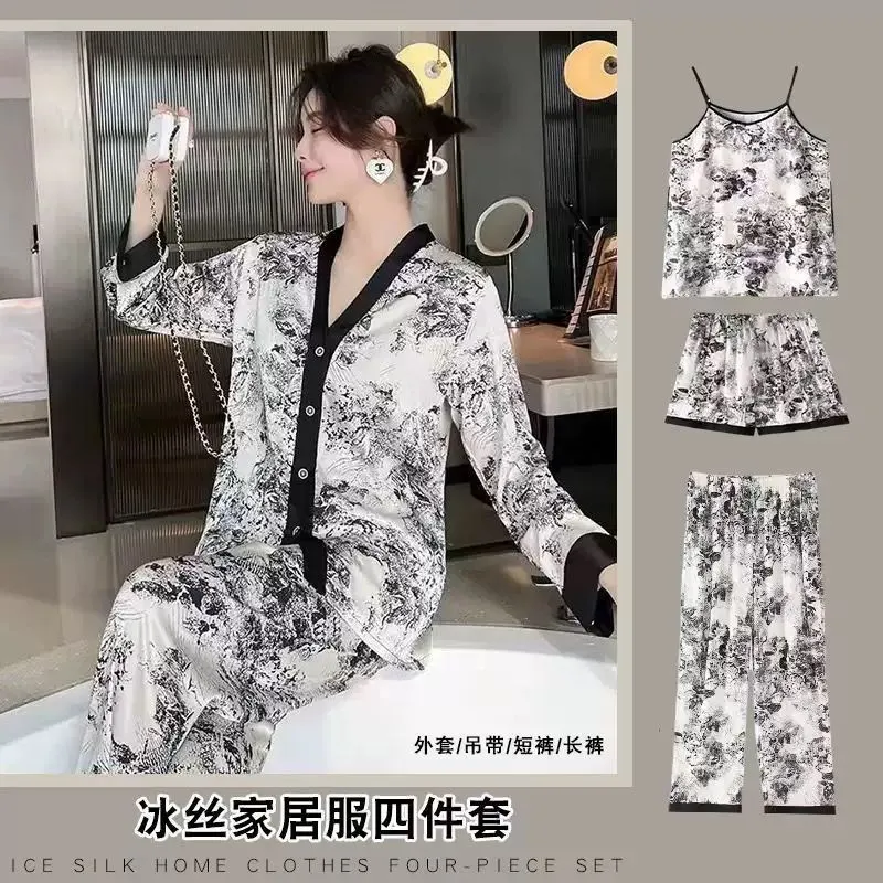 4-Piece Satin Sleepwear Set