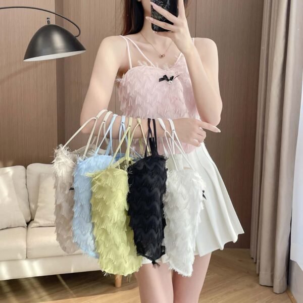 Feather Cami Top – Chic Sleeveless Bralette